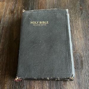 The Holy Bible King James Version KJV Black Morocco Leather World Vintage